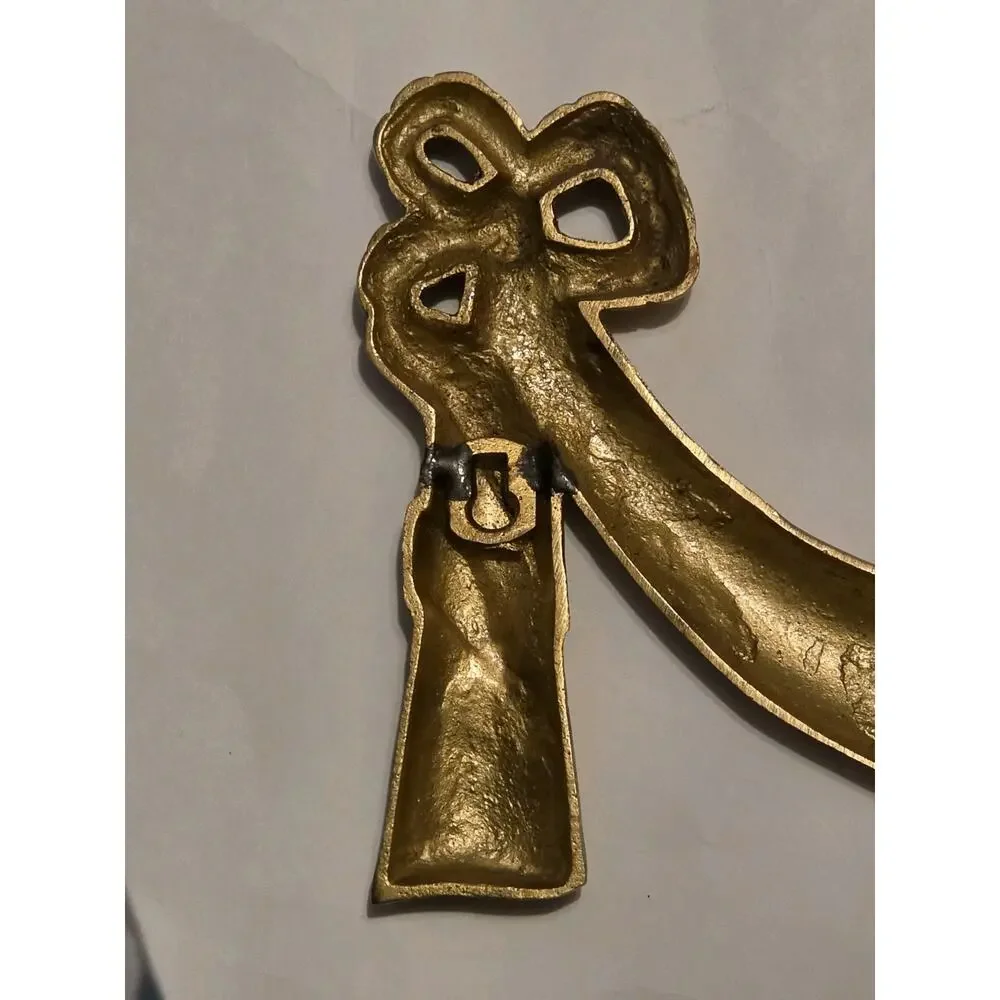 Vintage Solid Brass Wall Hanging Hollywood Regency Ribbon and Bow Swag Design